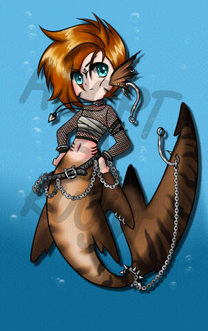 Tiger Shark Mermaid Adoptable (Base by: https://ko-fi.com/DesireeU)